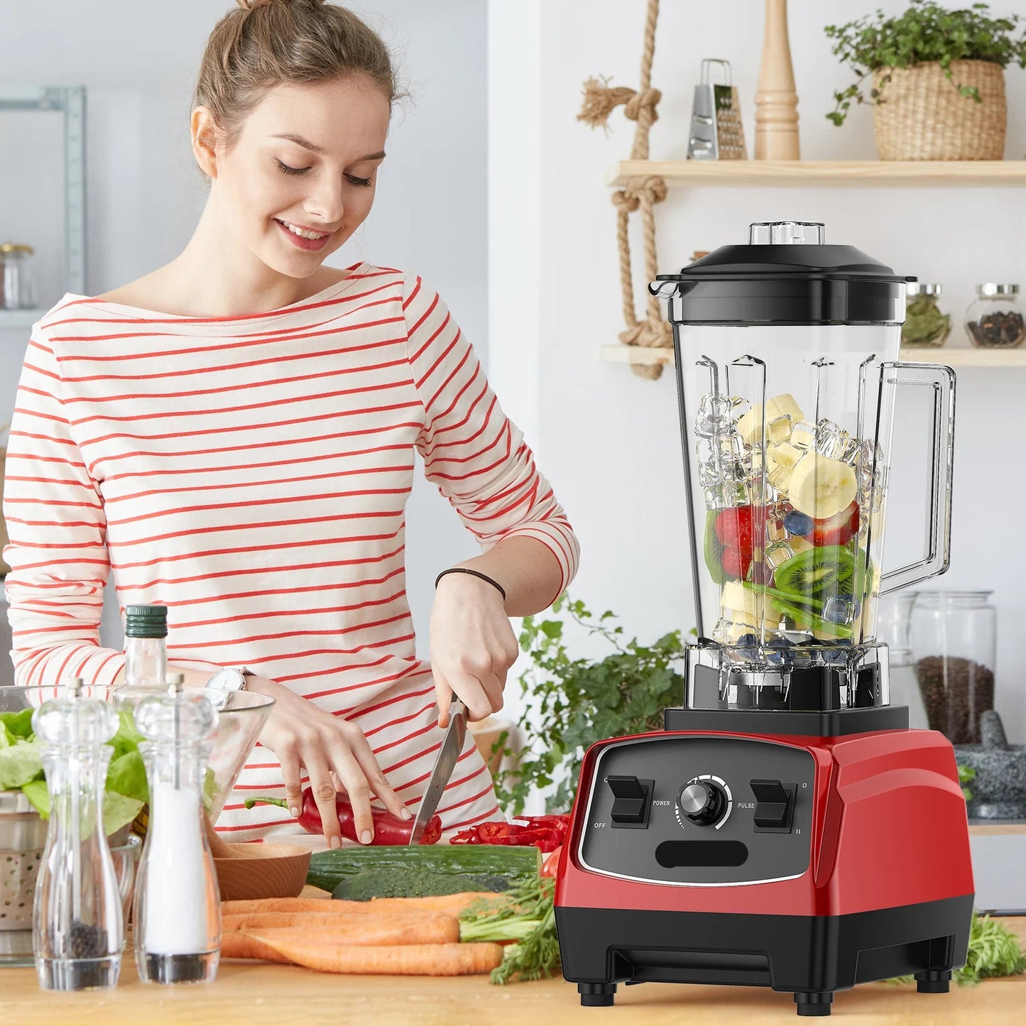 Krachtige Blender - Blender - Blender Smoothie - Smoothie Maker - Mixer - 2200W - BPA Free 3HP - Smoothies, IJs & Voedselbereiding – Zwart - QUORE