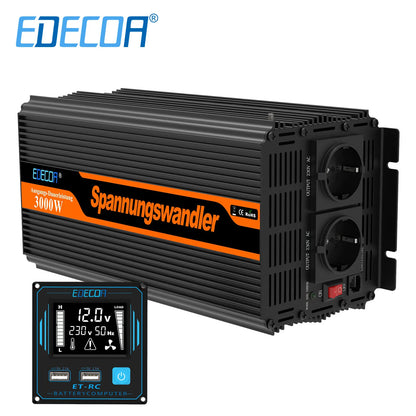 Omvormer – Stroomomzetter – Spanning Omzetter – Power Inverter – 3000W Continu Vermogen – Beveiliging Tegen Overbelasting