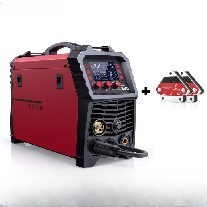 6-In-1 MIG-Lasmachine – MIG-Lasser – TIG-Lasser – MMA-Lasser – Spotlasser – 220V – Synergische Digitale Besturing - Met 2 Stuks Lasmagneten