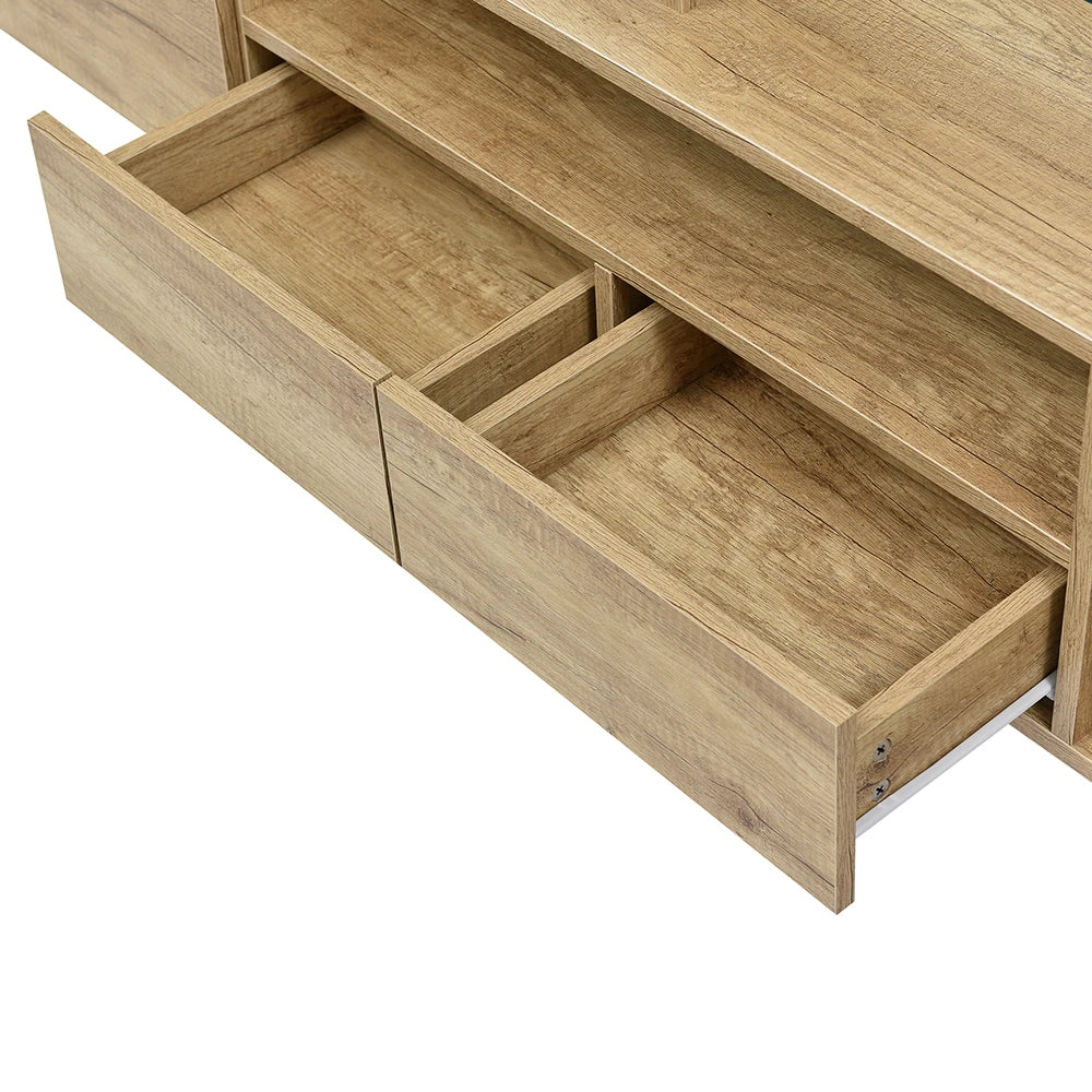 TV-kast – Tv-meubel – Lowboard – Tv-dressoir – Entertainmentmeubel – Hoogglans Wit – 200 cm Breed – Geïntegreerde LED-verlichting