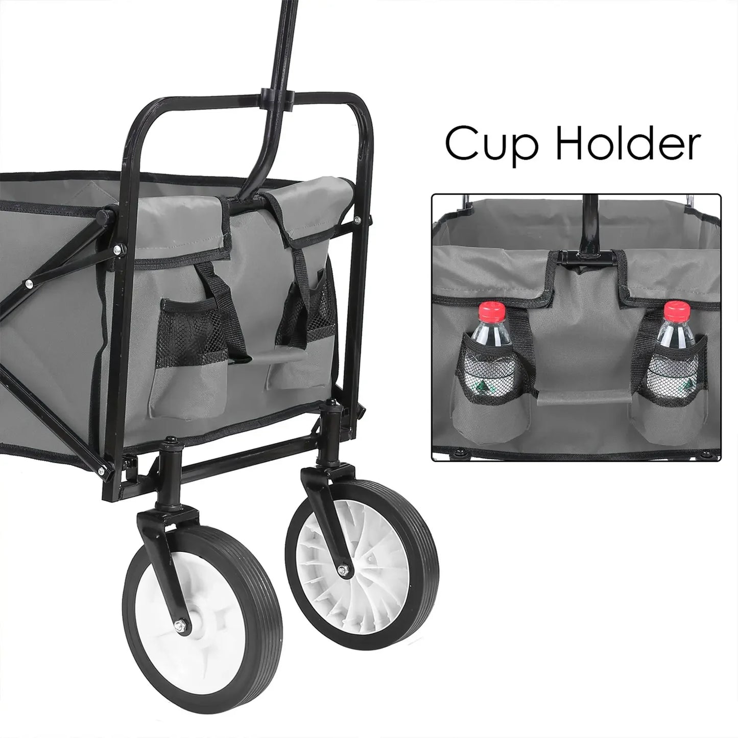 Bolderkar - Bolderwagen - Opvouwbare - Tuinkar - 262L -  Tuinwagen - Tuintrolley -  Wagon voor Winkelen, Strand, Park en Picknick, Outdoor Activiteiten en Kamperen - Draagvermogen 80kg - Grijs