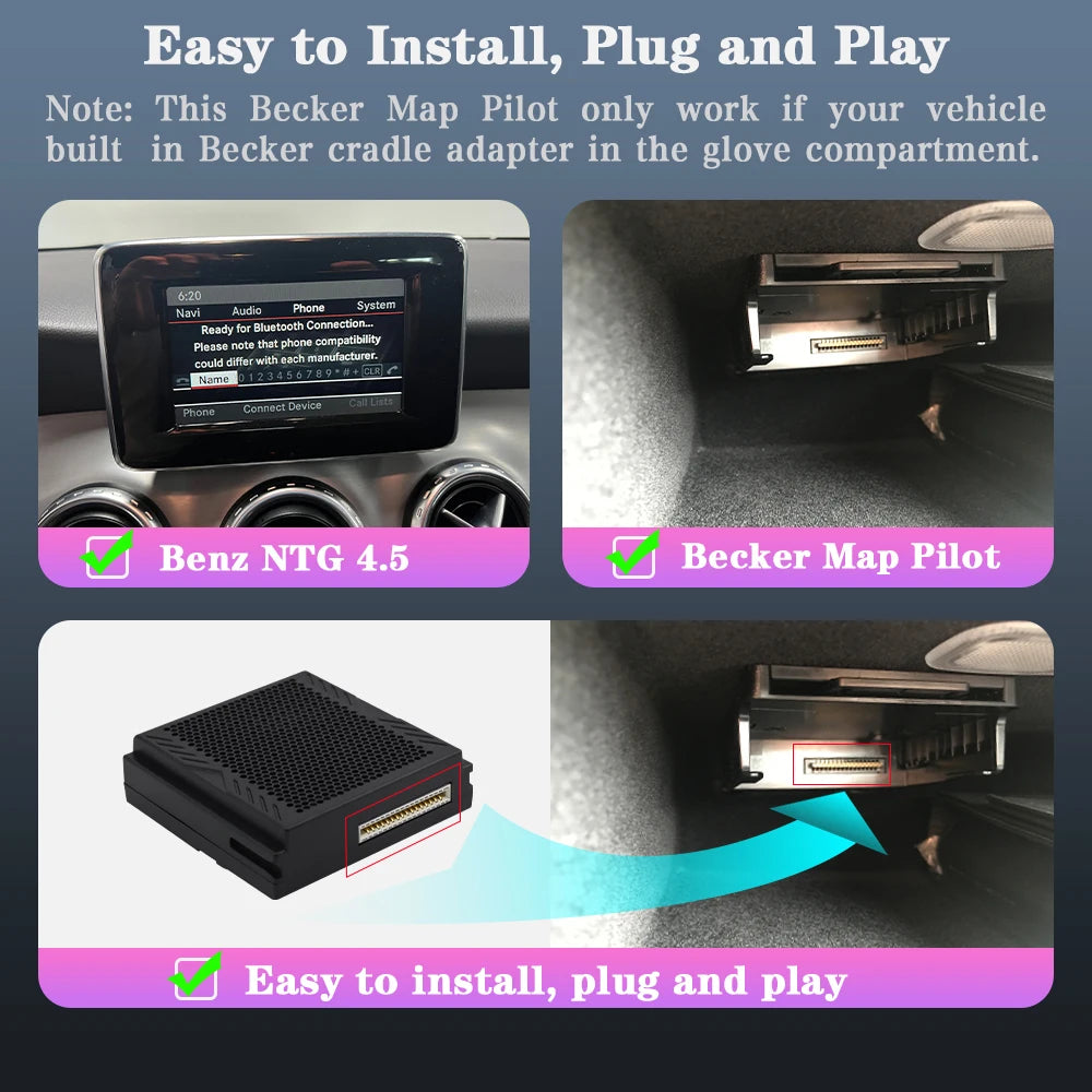 Draadloze Apple CarPlay Retrofit Box – Android Auto Interface – Multimedia Adapter – Smart Connectivity Upgrade – Voor Mercedes NTG 4.5 Becker – Eenvoudige Installatie – Originele Bediening Behouden