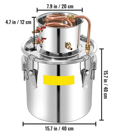 Distilleerketel - Destillatieapparaat - Destillatieapparaat Etherische Olie - 50L Roestvrij Staal - voor Het Maken van Whisky, Bier, Brandy