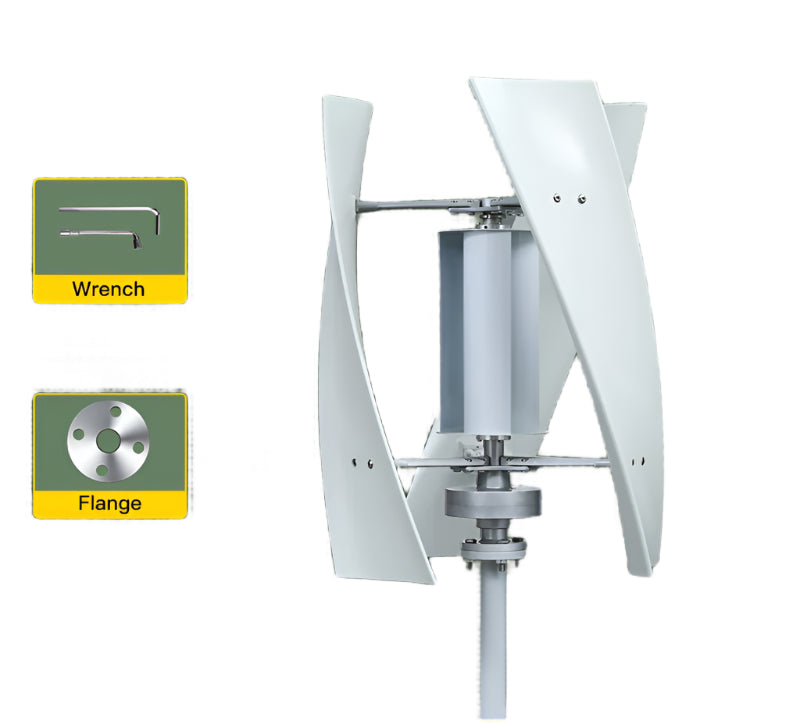 Windturbine – Compacte Windmolen – Duurzame Energie – Verticale As – Stille Generator – 2000W – Glasvezelbladen - 24V - Alleen Windturbine
