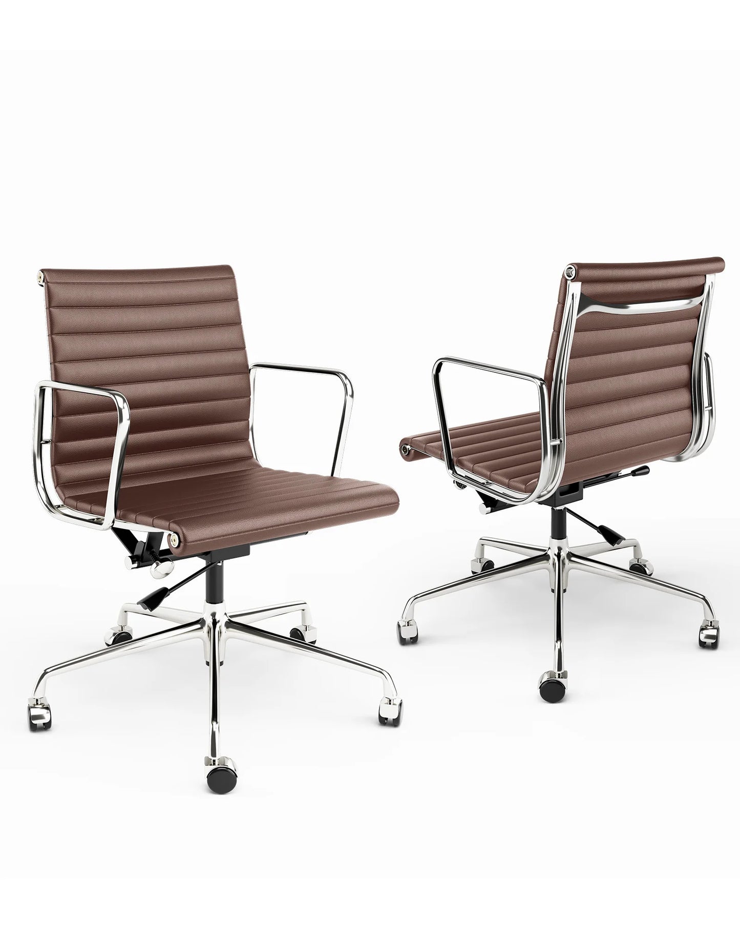 Bureaustoel Ergonomisch - Gaming Stoel - Executive Stoel - Stoelen - Kantoorstoel - Leren - Klassieke Lage Rug - Armleuningen - Verstelbare - 360° Draaifunctie - met Wielen - 1 Stuk - Bruin