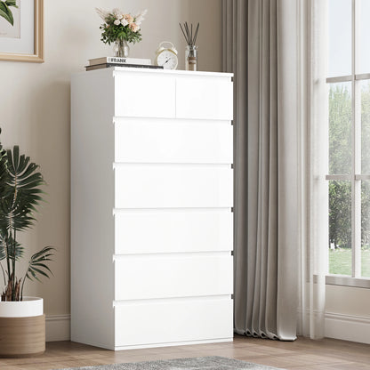 Getone Chest of Drawers Bedroom, Tall Chest of Drawers with 7 Drawers, Bedroom Furniture Storage Cupboard Cabinet  Bedroom Dresser, for Living Room Hallway 60x40x119cm - QUORE