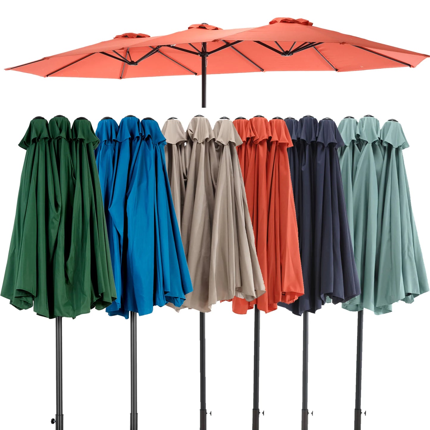 Terrasparasol – Tuinparasol – Buitenparasol – Schaduwparasol – 4,5 Meter Breed – 12 Stalen Baleinen – Handmatige Kurkopenmechaniek