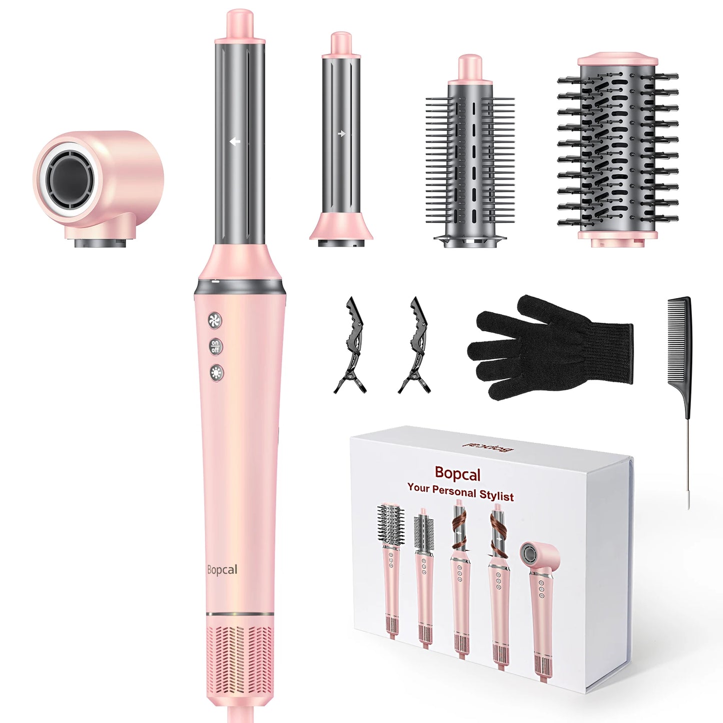 Airstyler – Föhnborstel – Multistyler 5-in-1 – Bescherming tegen Hitteschade – Krachtige Motor – Geschikt voor Lang en Kort Haar – Roze