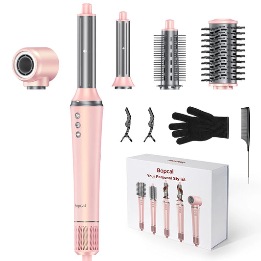 Airstyler – Föhnborstel – Multistyler 5-in-1 – Bescherming tegen Hitteschade – Krachtige Motor – Geschikt voor Lang en Kort Haar – Roze