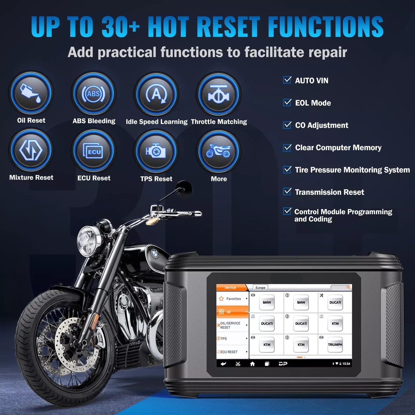 Motor Diagnose Scanner – Motorfout Lezer – Motor Scanner – Motor Diagnose Tool – 7-Inch Touchscreen – WiFi Updates
