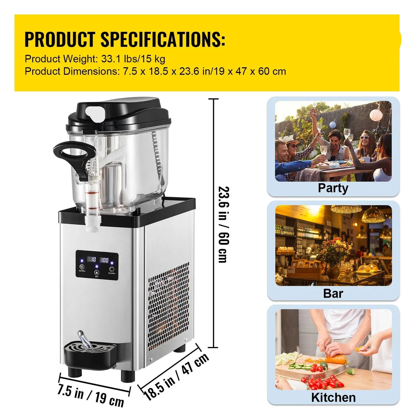 Slushymachine – Slushmachine – Granita Maker – Ijskoude Drankjes – 6 Liter Capaciteit – 230W Compressor
