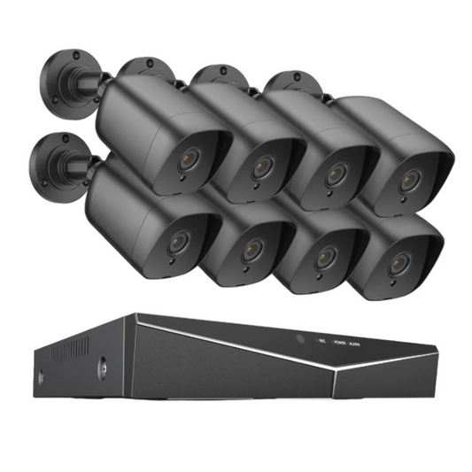 Beveiligingscamera - Beveiligingscamerasysteem - Camerabewaking - 8CH - 1080P Lite DVR - IP66 - Weerbestendig - Binnen - Buiten - 8 Stuks - 2.0MP Camera's - Ingebouwde HDD - 2TB - Zwart