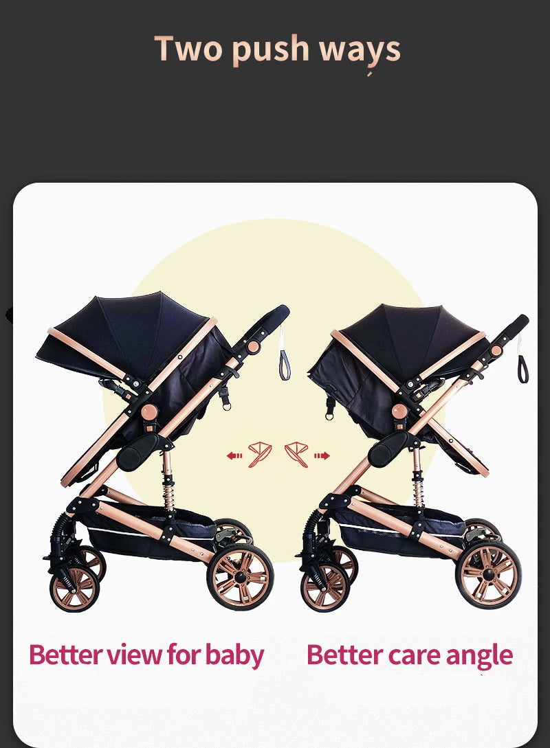 Kinderwagen - Buggy - Baby Kinderwagen 3 in 1 - Luxe Draagbare Reiswieg met Aluminium Frame - Opvouwbare Wandelwagen - Hoog Landschap Babywagen - Groen