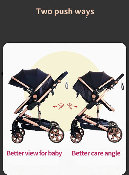 Kinderwagen - Buggy - Baby Kinderwagen 3 in 1 - Luxe Draagbare Reiswieg met Aluminium Frame - Opvouwbare Wandelwagen - Hoog Landschap Babywagen - Groen