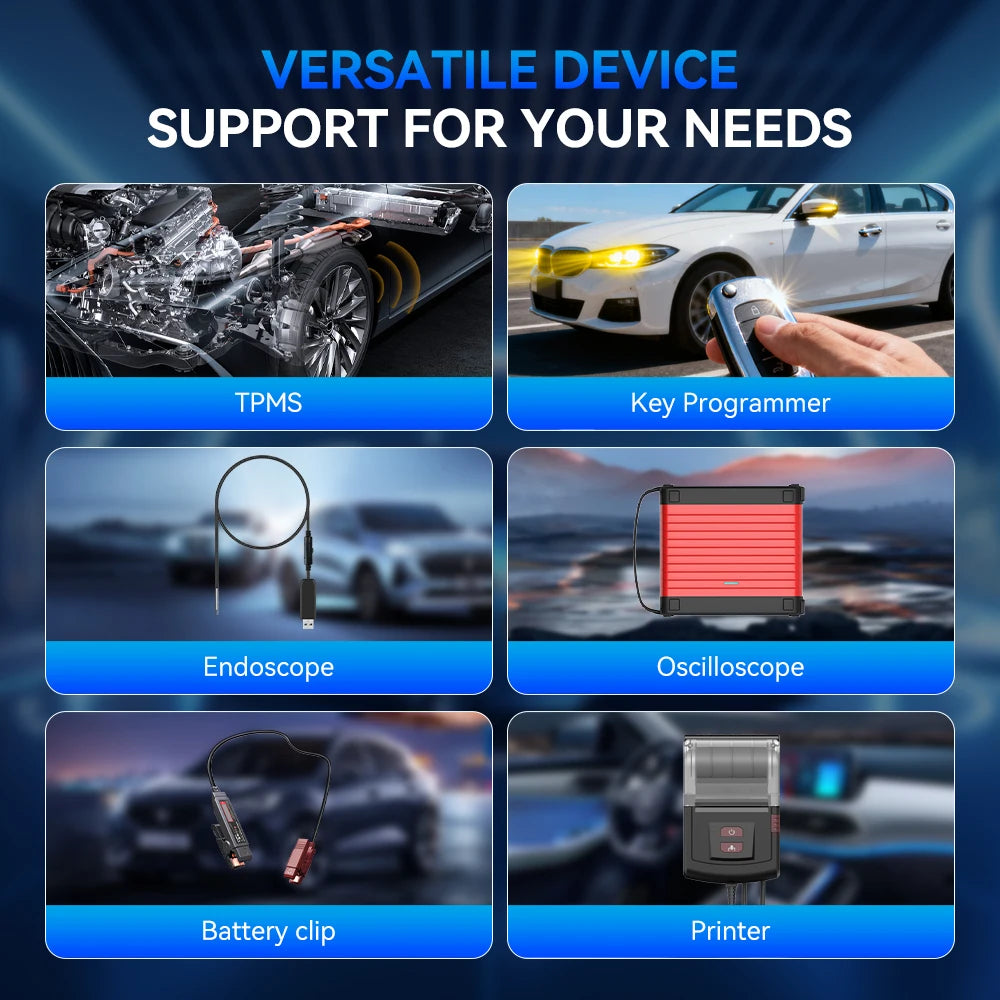 OBD2 Diagnosetool – Autoscanner – Foutcodelezer – Diagnosescanner – Auto Diagnostiek – 8 Inch Touchscreen – Bi-directionele Bediening Met Endoscoop - QUORE