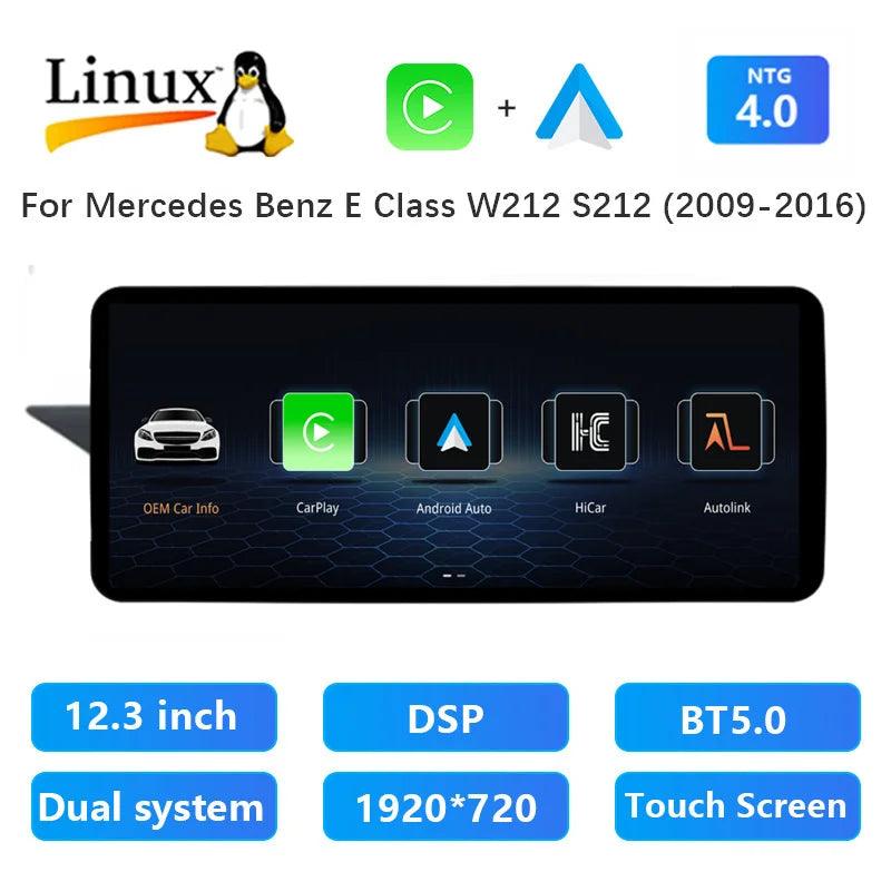 12,3" Multimedia Systeem – Auto Navigatie – Touchscreen Radio – Android Auto – Draadloze CarPlay – Snapdragon 665 Processor – Android 14 Besturingssysteem