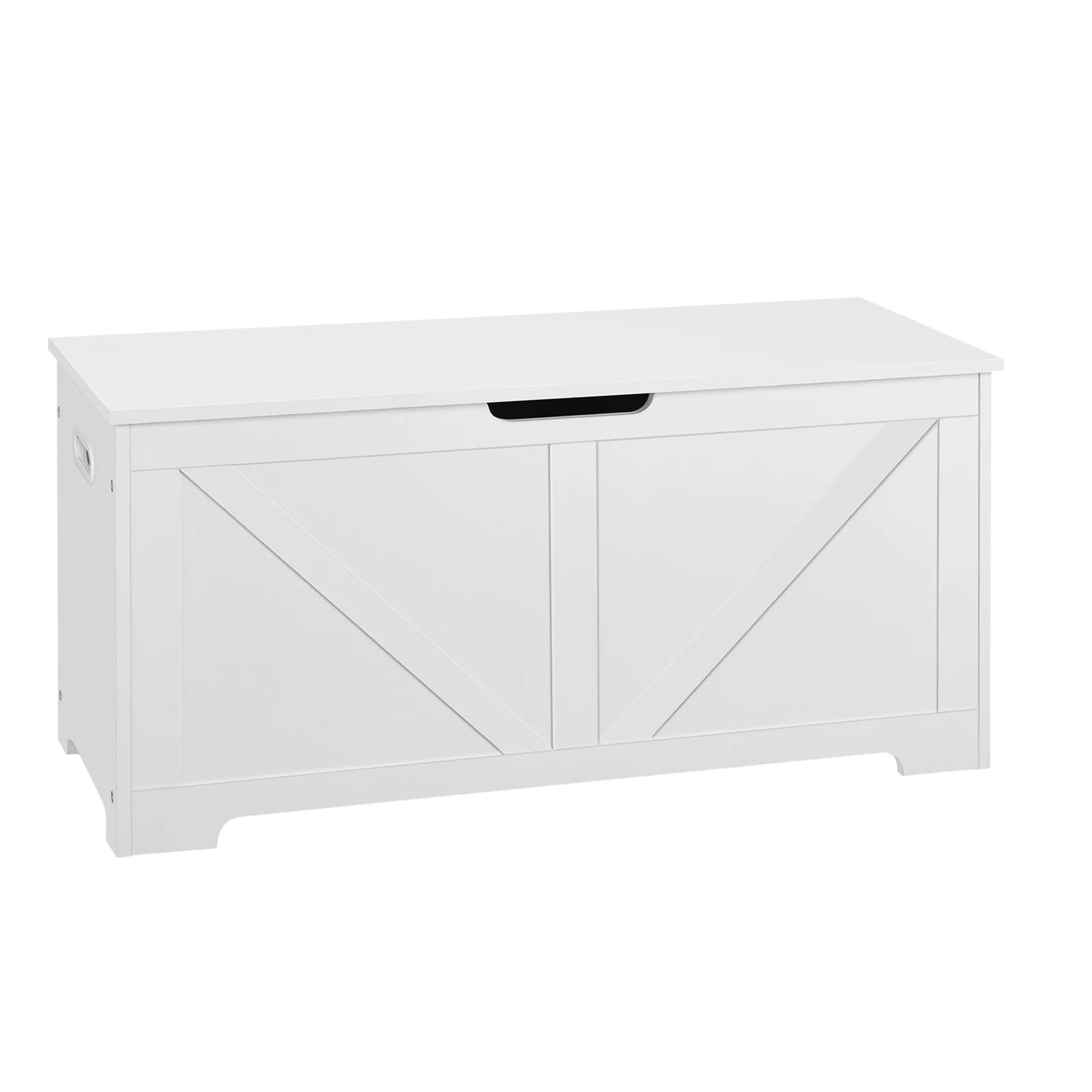 Tuinbox - Tuinkussenbox - Buitenkast - Tuinspullen - met Open Deksel - Luikontwerp - Stevig - Duurzaam - voor Tuin - Terras - Buiten - Hout - 100 x 47 x 40 cm - Wit - QUORE