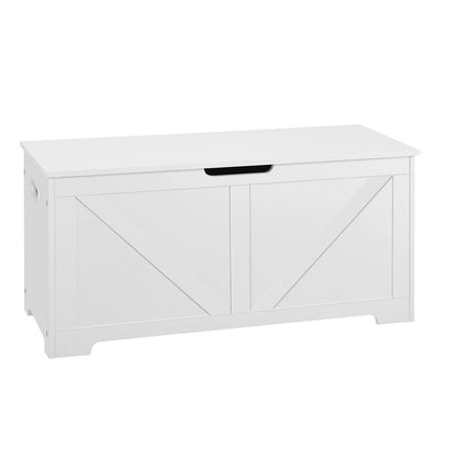 Tuinbox - Tuinkussenbox - Buitenkast - Tuinspullen - met Open Deksel - Luikontwerp - Stevig - Duurzaam - voor Tuin - Terras - Buiten - Hout - 100 x 47 x 40 cm - Wit - QUORE