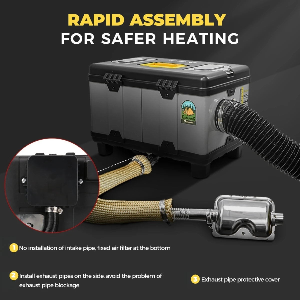 Dieselverwarming – Diesel Heater – Auto Heater – Caravan Verwarming – Mobiele Heater – 8KW Krachtige Warmte – Ingebouwd CO-Alarm voor Veiligheid - QUORE