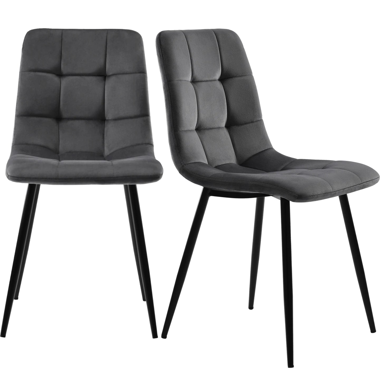 Comanlai 4 pieces Dining Chairs Set with Velvet Upholstered Backrest and Metal Legs,Living Room Chair f,Gray