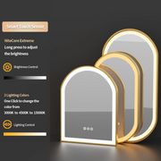 Badkamerspiegel - Badkamerspiegel met Verlichting - Gouden Frame - Stapsloze Dimbare Verlichting - Anti-Vorst & Geheugenfunctie - Wandgemonteerde - 50x80cm/20x32inch - Goud