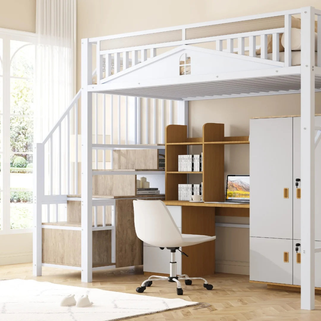 Uitklapbare Eettafel – Uitschuifbare Tafel – Ruimtebesparende Keukentafel – Multifunctionele Eettafel – Tafels met Opbergniveaus – 140×80 cm – Wit MDF Met Drie Opberglades