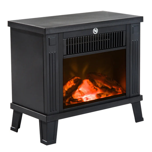 Elektrische Inbouwhaard - Fireplace - Elektrische Kachel - Efficiënte Verwarming - Fireplace Heater - 600W/1200W - met zwart Vlameffect - IJzer, ABS en Gehard Glas - QUORE