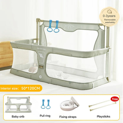 Babybed - Co-sleeper Wieg - Wieg - Dubbel Gebruik - Opvouwbaar - Ledikant - met Bedrand Bescherming - Zonder Klamboe - Groen - QUORE