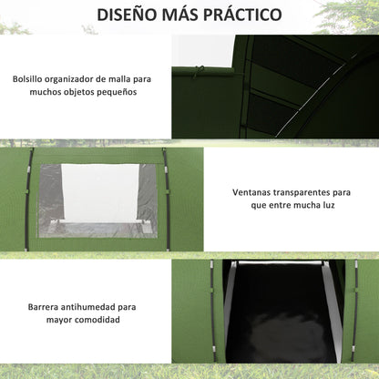 Tent – Kampeertent – Familie Tent – 6 Persoons Tent – Waterdicht 2000 Mm – Lichtgewicht Glasvezel Frame - 430 x 240 x 170 cm - Groen