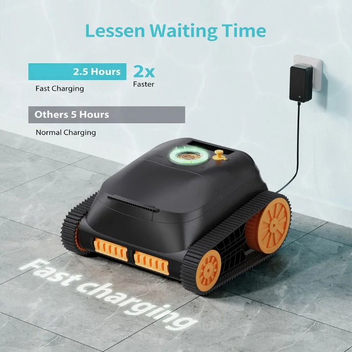 Zwembadstofzuigers - Zwembadrobot - Draadloos Zwembadreiniger - met Slimme Navigatie - Muurklimmen - Borstelloze Motoren - 180min. Looptijd - 5200mAh - 60W - Zwart
