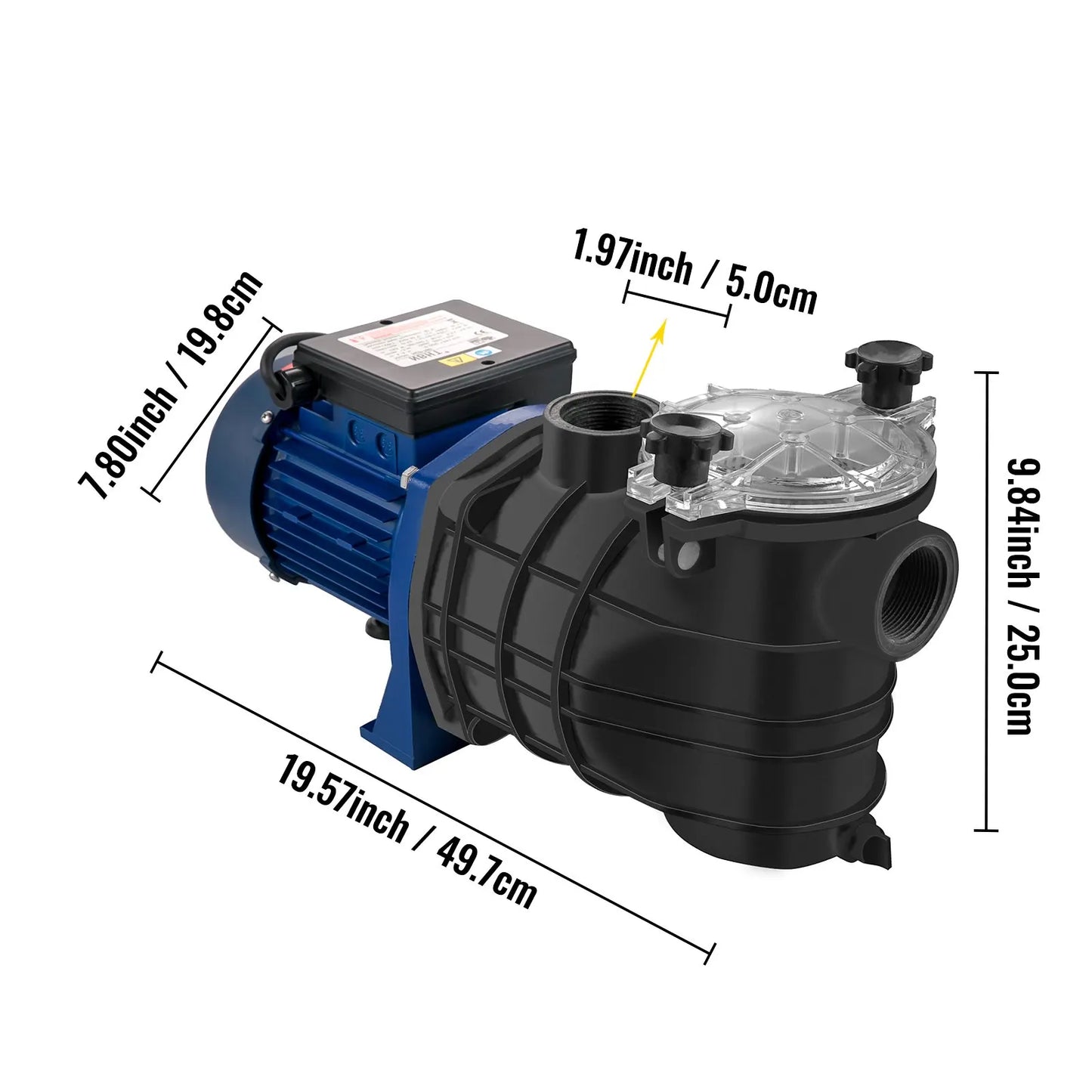 Zwembadpomp - 1 HP - Circulatiepomp voor Zwembad - 4223 GPH Capaciteit - Thermische Beveiliging - Stil en Krachtig - Voor Alle Watertypes - 18200 LH