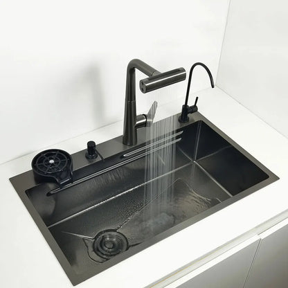 RVS Spoelbak – Keukenspoelbak – Inbouw Spoelbak – Enkele Kom – Aanrecht Spoelbak – Anti-Kras Nano Technologie – Linkerafvoer 68x46 cm
