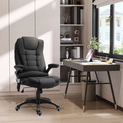 Massage Bureaustoel – Bureaustoel Met Massage – Ergonomische Werkstoel – Relaxstoel Met Verwarming – Comfortabele Zitzak – 6 Massagepunten – Verstelbare Rugleuning Tot 130° - Zwart - QUORE