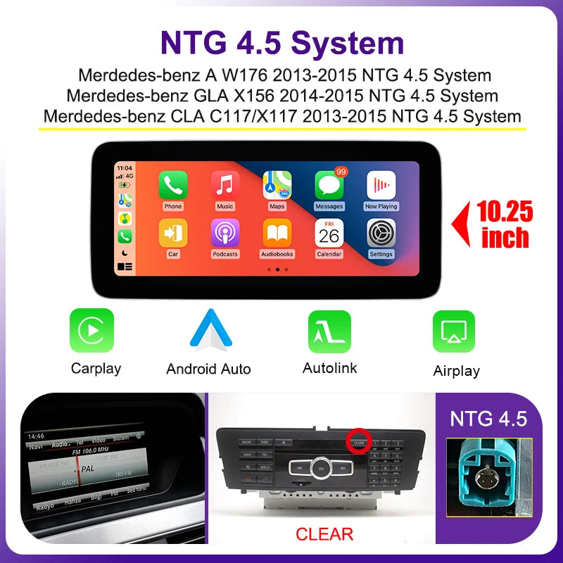 Carplay Autoradio – Multimedia Systeem – Infotainment – Auto Radio – 10,25 Inch Touchscreen – Draadloos CarPlay & Android Auto – 4x45W Versterker