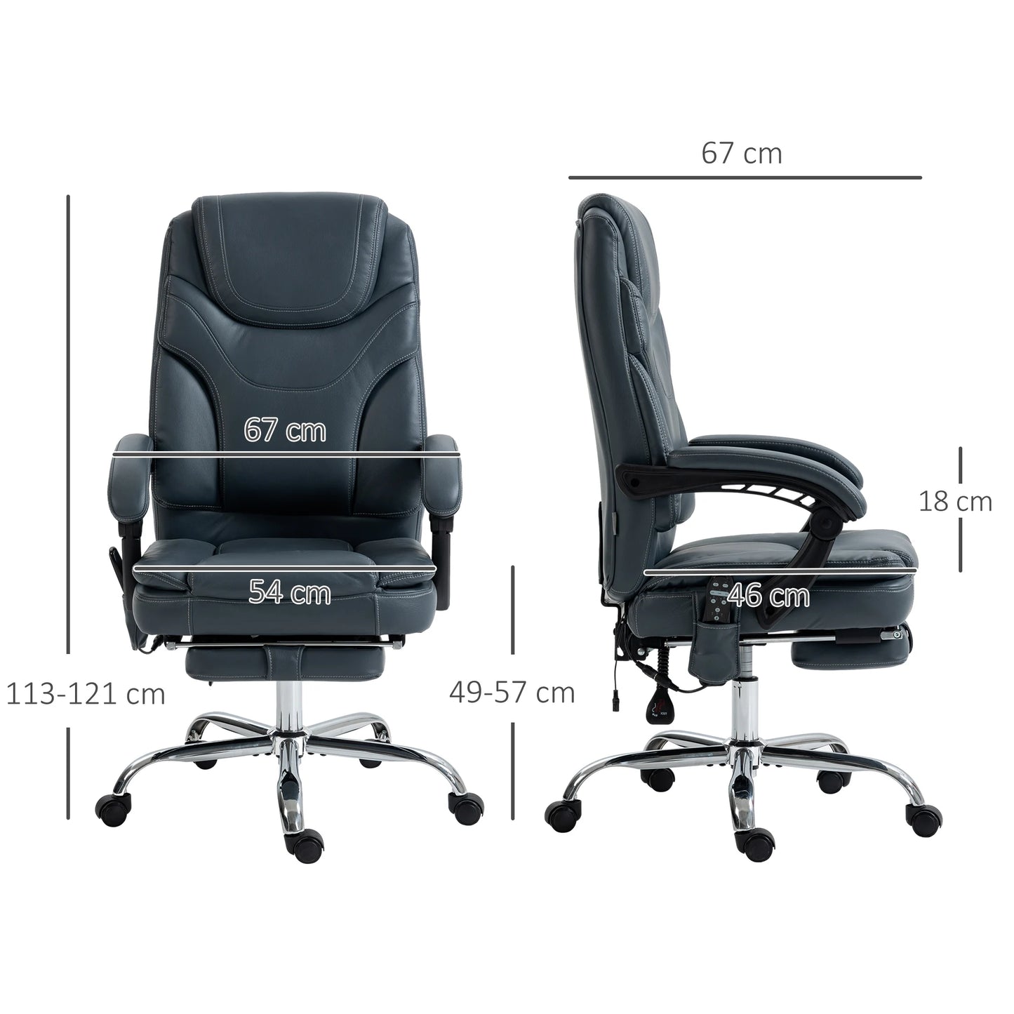 Massage Gaming Stoel - Bureaustoel - Swivel Stoel - met Voetsteun - Hoofdsteun - Verstelbare - Rugleuning - 6-puntsmassage - Ergonomische - Draaibare - 62 x 67 x 113-121 cm - Grijs