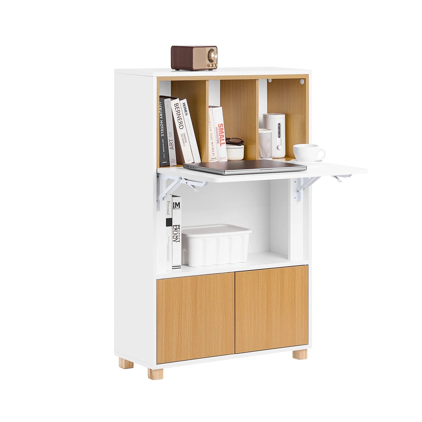 Inklapbare Schrijftafel – Bureau – Computer Tafel – Laptoptafel – Werktafel – Wit – Ruimtebesparend – MDF E1 Materiaal