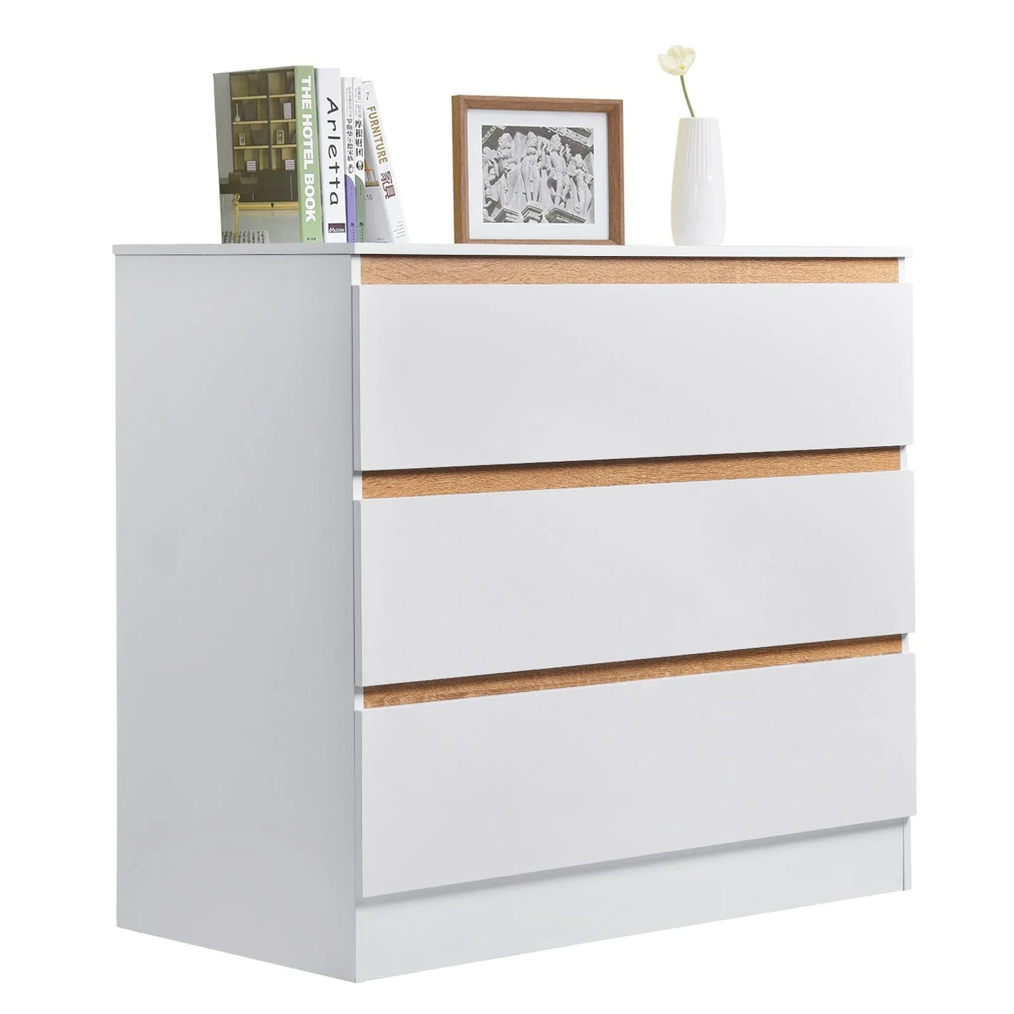 Ladenkast - Dressoir Kasten - Opbergkast - Nachtkastje - voor Slaapkamer - Studeerkamer - Woonkamer - Hal - 80 x 48 x 78 cm - Wit