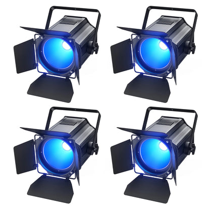 4 Stuks COB Par Lights – LED Spotlights – Stage Lights – Theaterverlichting – DJ Verlichting – 200W 6-in-1 RGBWA+UV – Lineaire Dimming & Intelligente Koeling – Zwart