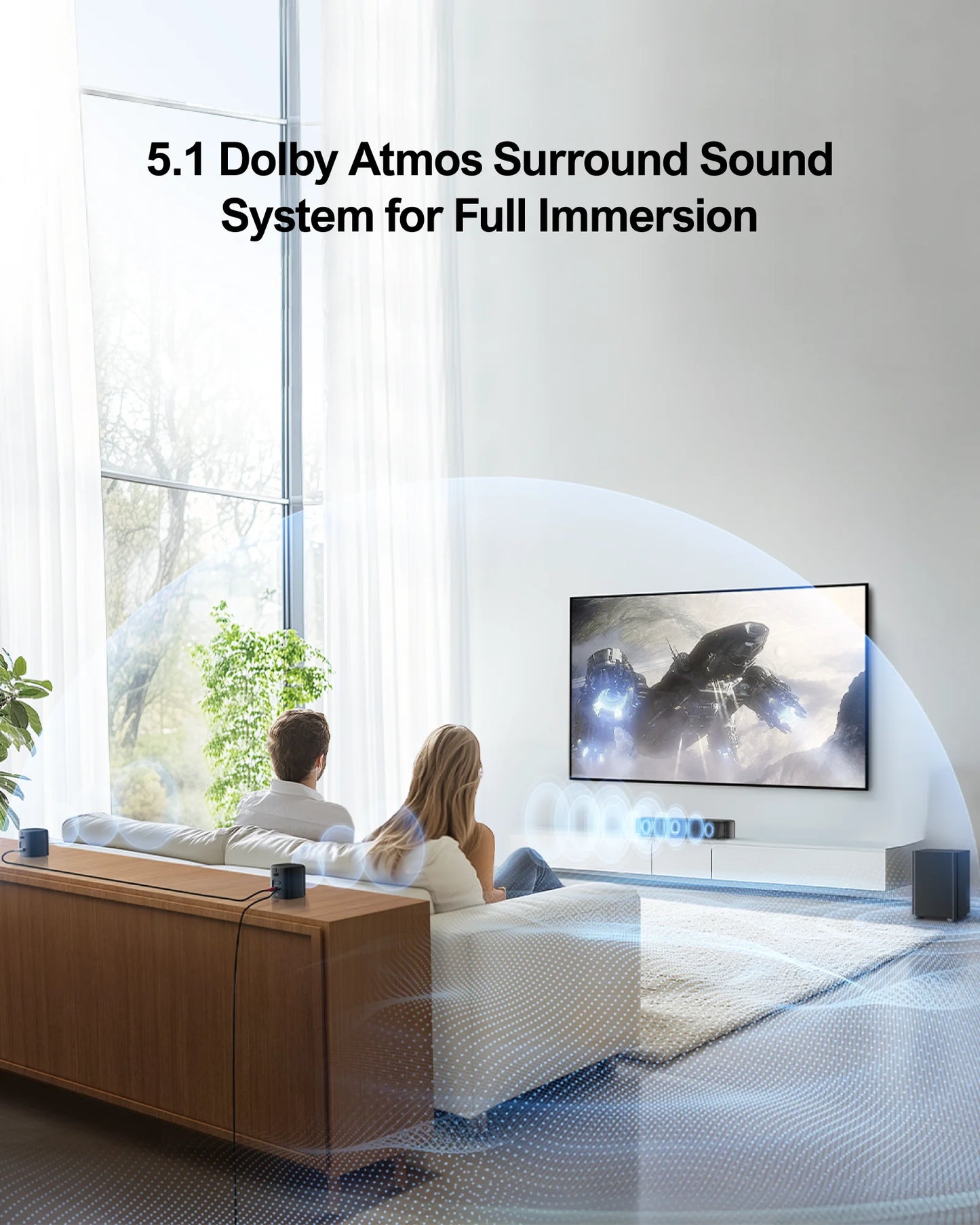 Soundbar - 5.1 - Soundbar met Subwoofer - Soundbar voor TV - Bluetooth - App Control - met RGB Verlichting - 280W Geluidssysteem - Zwart