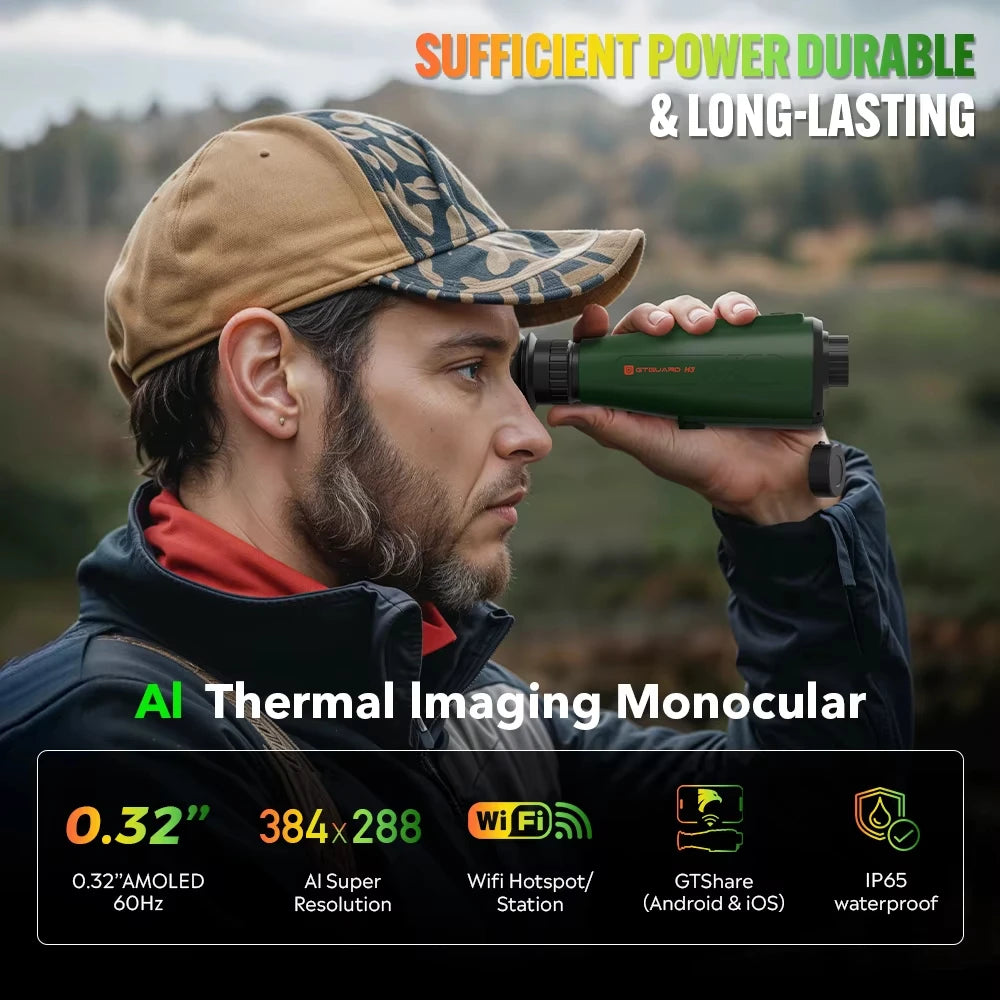 Thermal Imaging Monoculair – Warmtebeeld Monoculair – Nachtkijker – Infrarood Camera – 256×192 Pixel Resolutie – Micro-OLED Display