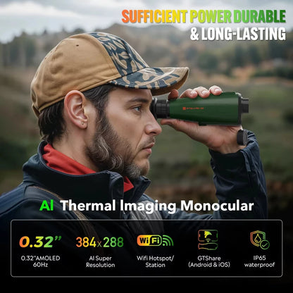 Thermal Imaging Monoculair – Warmtebeeld Monoculair – Nachtkijker – Infrarood Camera – 256×192 Pixel Resolutie – Micro-OLED Display