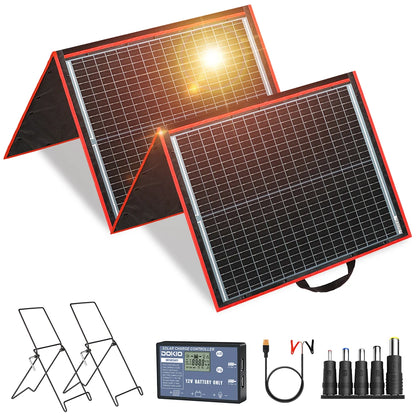 Dokio 100W 160W 200W 300W Portable Foldable Solar Panel with 12V Controller (with bracket SKU) Solar Panel for Family Camping