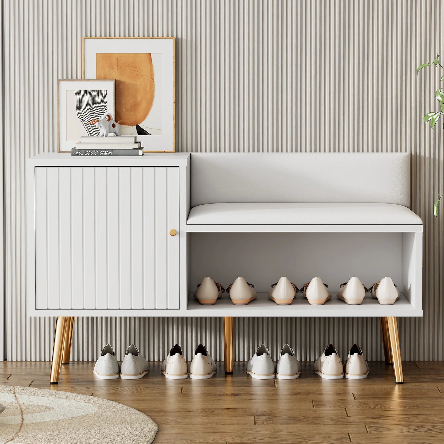 Schoenenkast – Schoenenrek – Schoenenopberger – Schoenenbord – Schoenenmeubel – Ruimtebesparend Design – Comfortabele Zitting Met Kunstleer