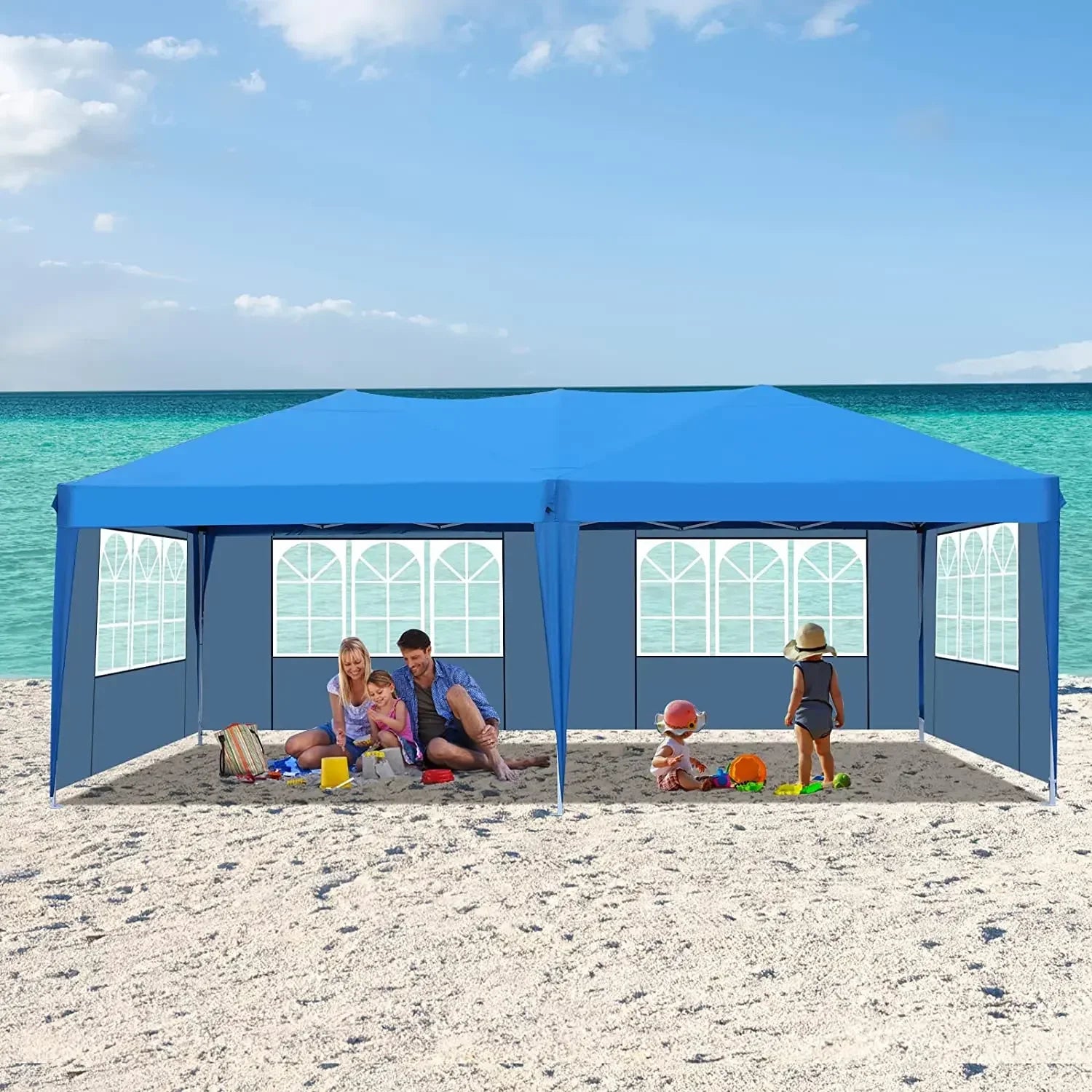 Vouwpaviljoen – Partytent – Zonnescherm – Tuinpaviljoen – Overkapping – 3x6 Meter – UV-Bestendig Zeil - QUORE
