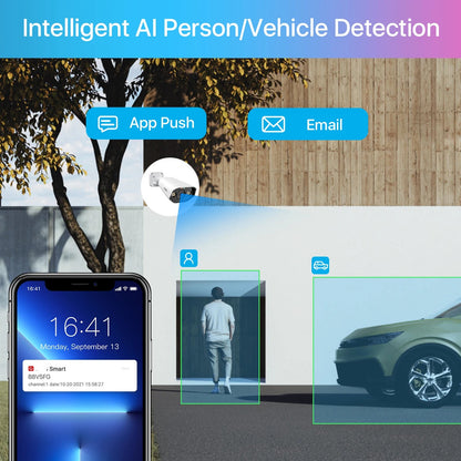 4K Beveiligingssysteem – IP Camera Systeem – Ultra HD Beveiliging – Nachtzicht Camera – PoE Installatie - 4 Stuks - 5MP Camera – Ingebouwde HDD: Geen