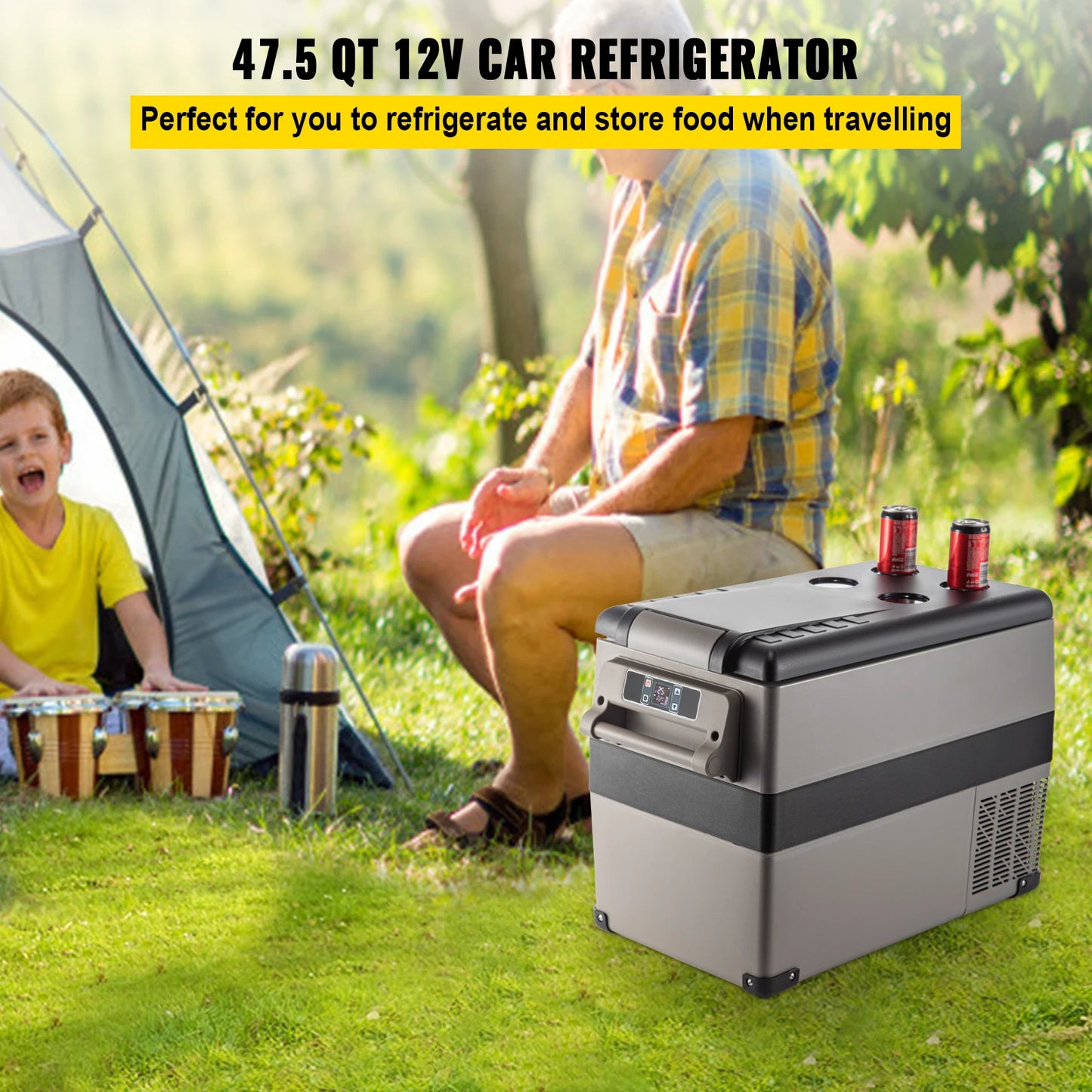 Mini Koelkast – Auto Koelkast – Draagbare Koelbox – Camping Koelkast – 45 Liter Inhoud – 12V/24V En 110-240V – Snel Koelen