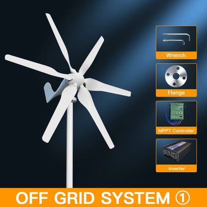 3000W Wind Turbine 12V 24V 48V Free Energy Wind Turbine With Free MPPT Controller Battery 220V For Household Use - QUORE