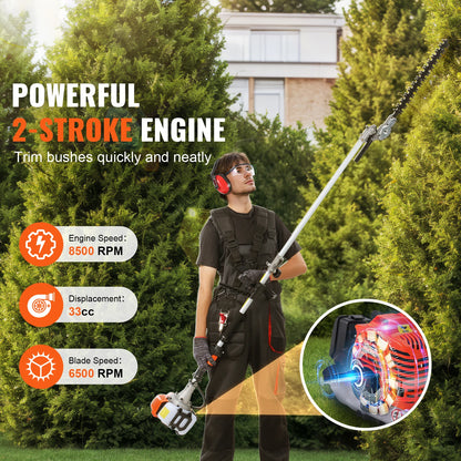Kettingzaag – Heggenschaar – Snoeizaag – Bosmaaier – Trimmer – 33CC Benzinemotor – 6-in-1 Multifunctioneel Tuingereedschap