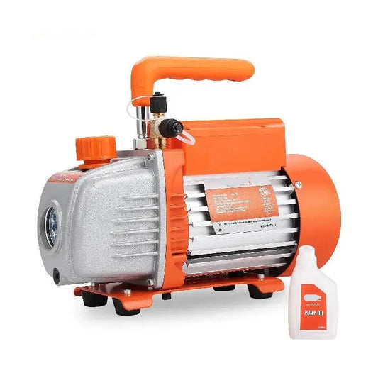 Vacuümpomp - Koelmiddel vacuümpomp - Koelgereedschap - HVAC-koeling - Droogpomp - 5CFM - 375W - 2-traps - met meter - Oranje - QUORE