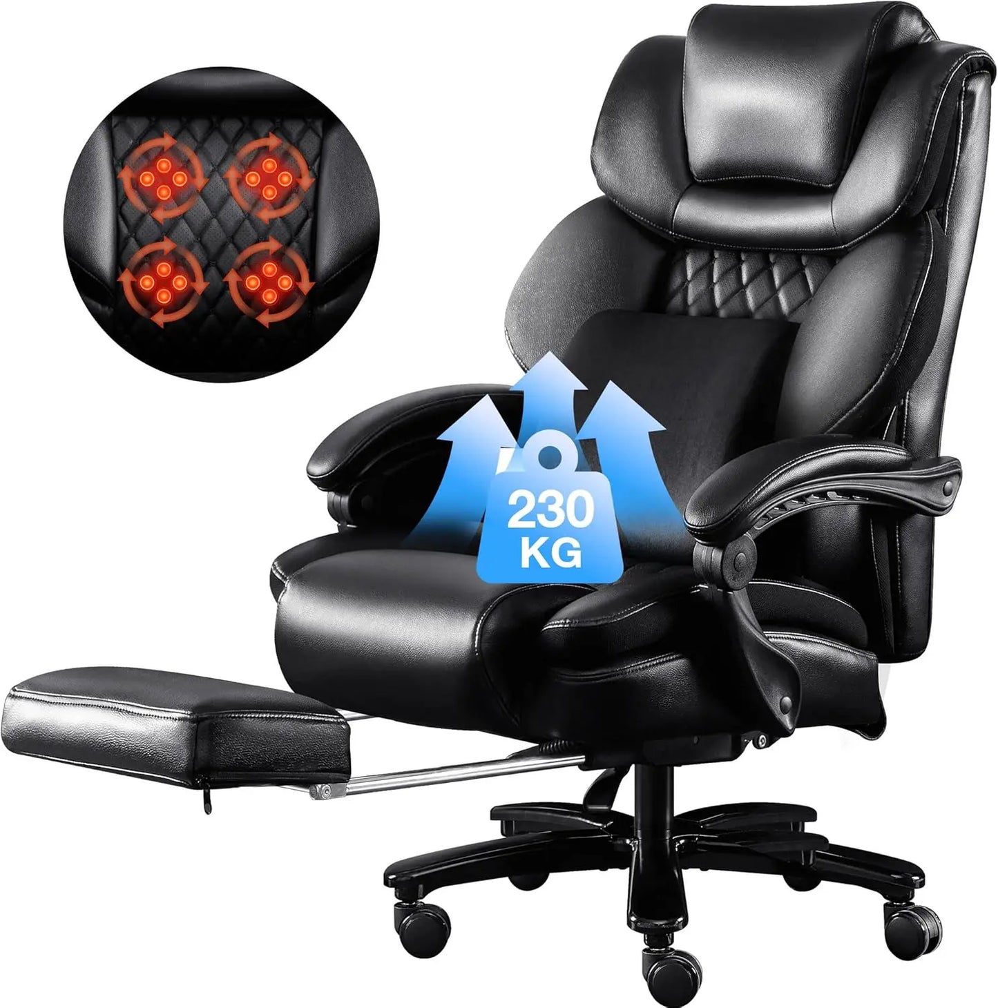 Massage Bureaustoel – Ergonomische Bureaustoel – Relax Stoel – Werkstoel – 3D Massage – Memory Foam Rugkussen – Verstelbare Rugleuning